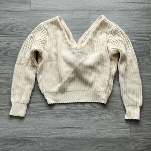 L.A.Hearts Cream Vneck Sweater Twist Back Size M